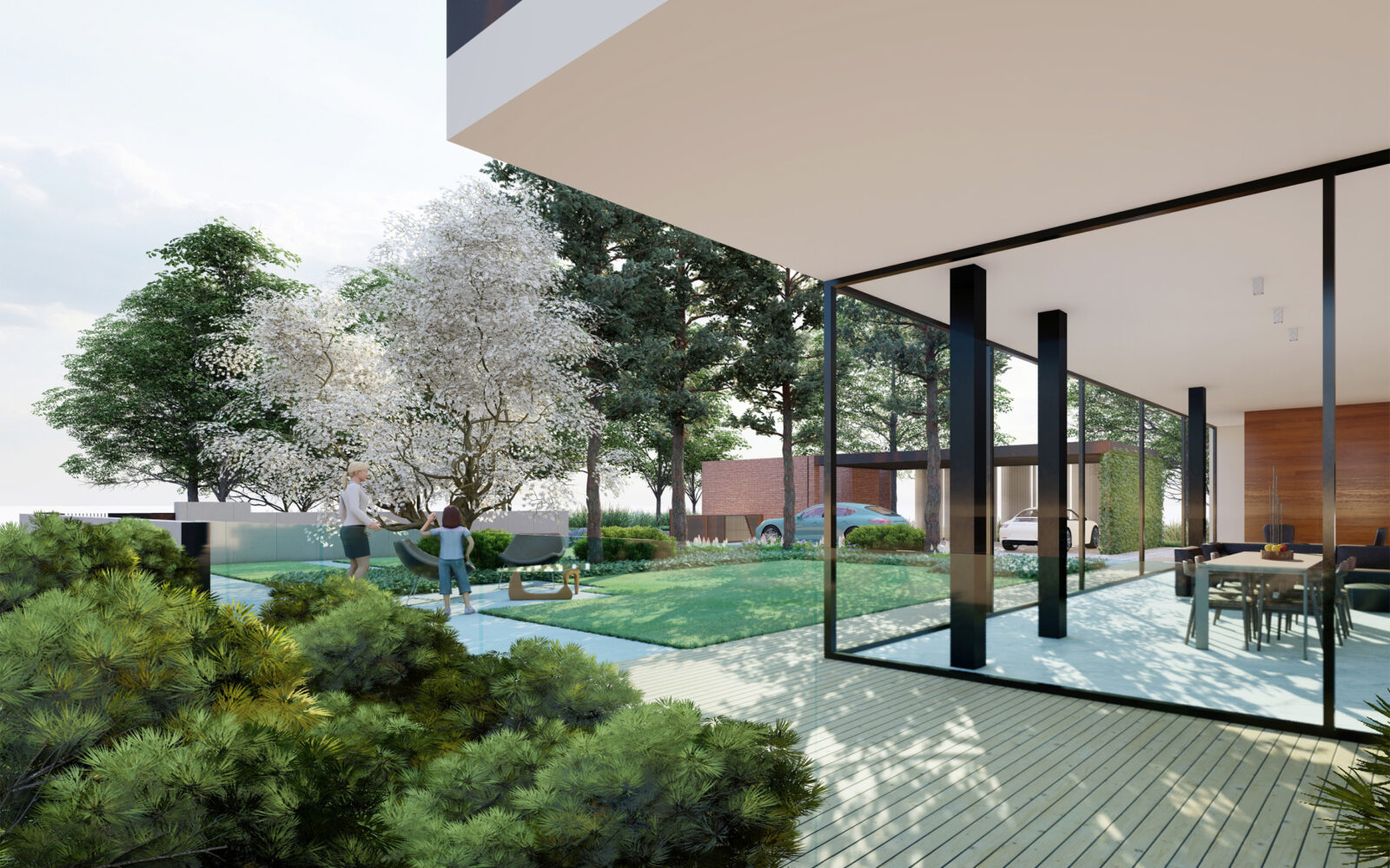 rappresentazione 3D progetto giardino