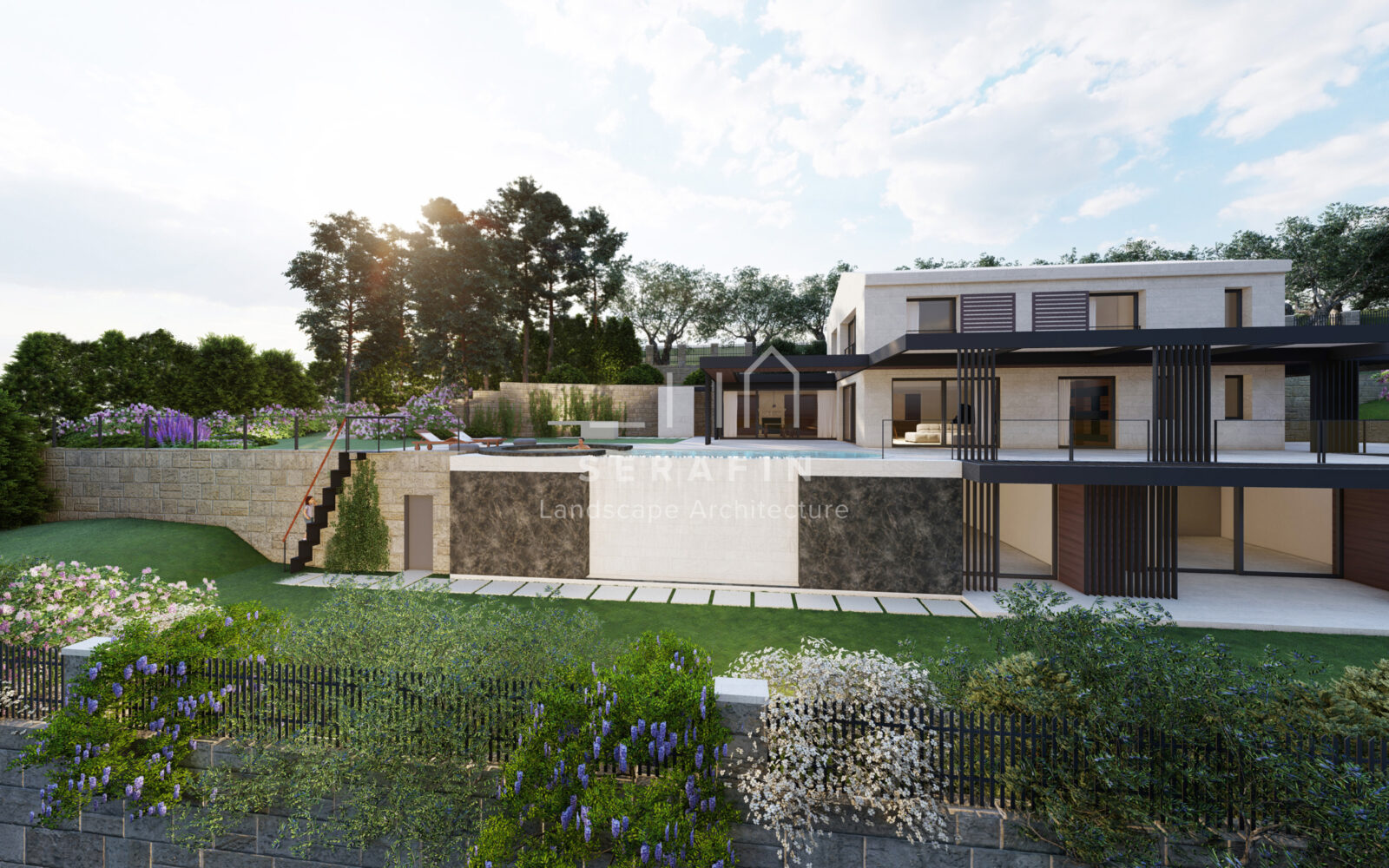 progetto di un giardino di lusso con piscina in Croazia - 1