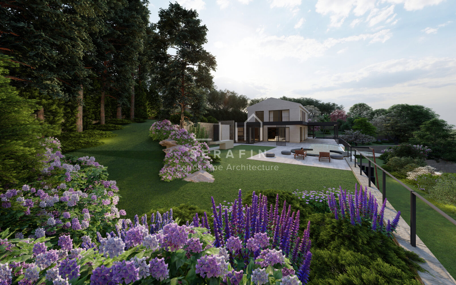 progetto di un giardino di lusso con piscina in Croazia - 2