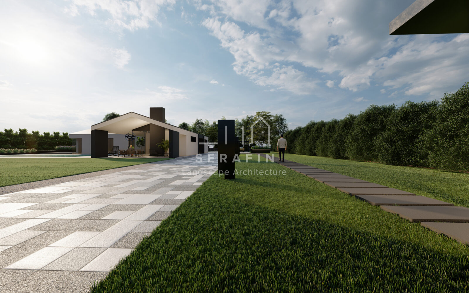 progetto di un giardino moderno con piscina nella città metropolitana di Venezia - 1