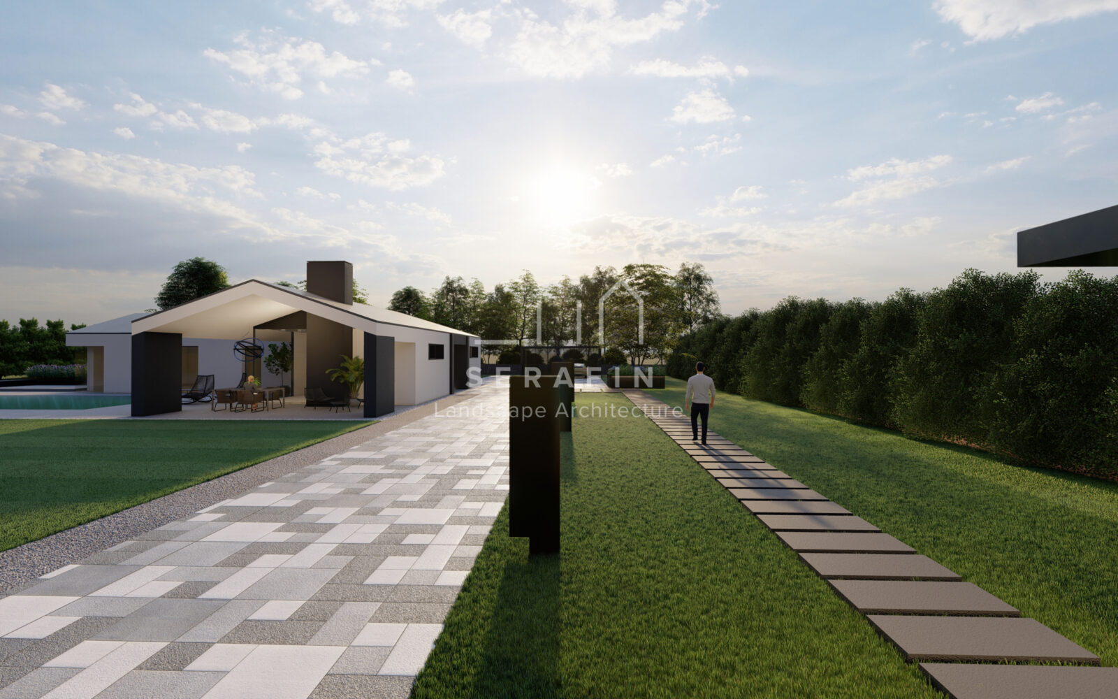 progetto di un giardino moderno con piscina nella città metropolitana di Venezia - 2