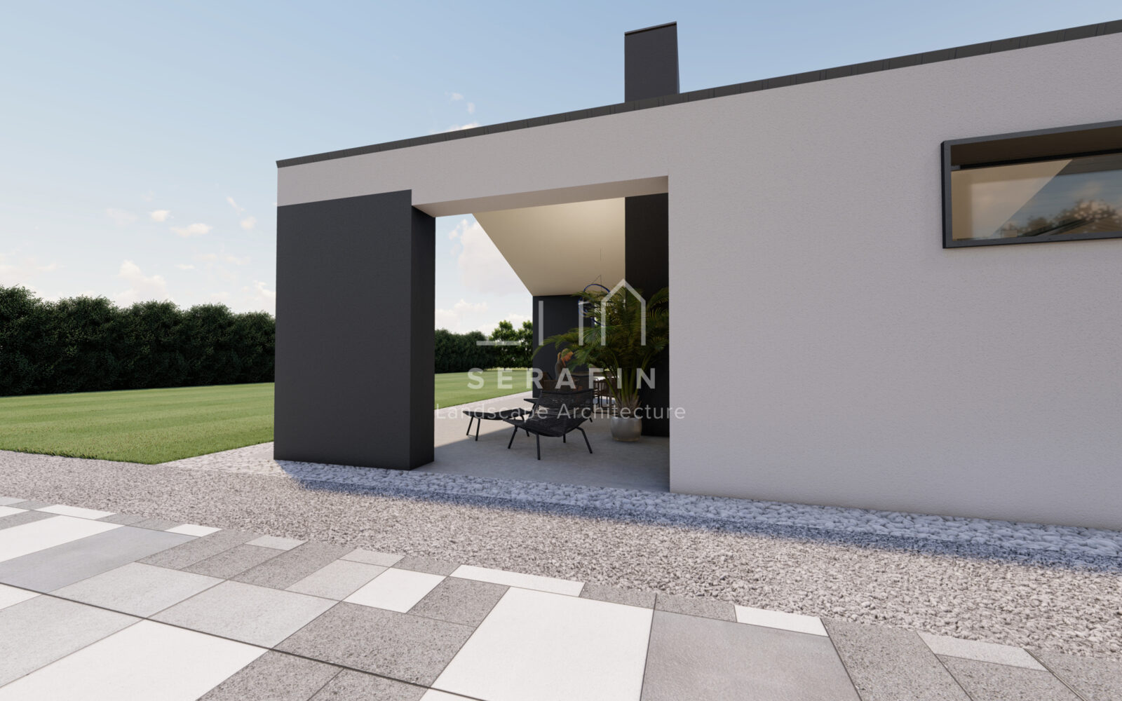 progetto di un giardino moderno con piscina nella città metropolitana di Venezia - 6