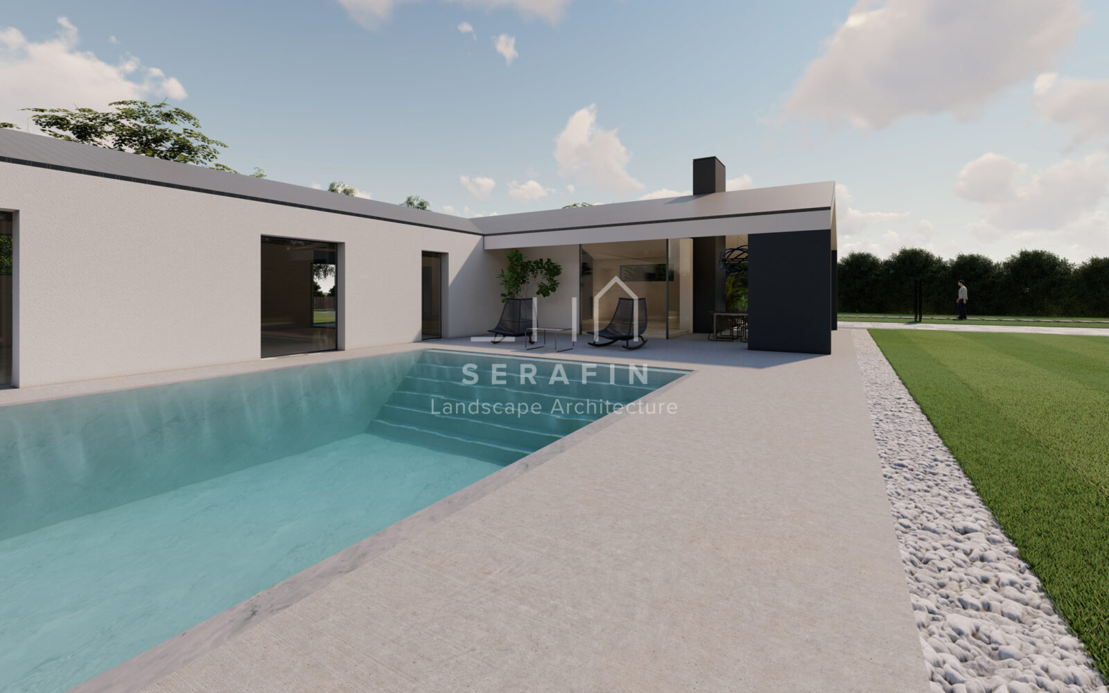 progetto di un giardino moderno con piscina nella città metropolitana di Venezia - 7
