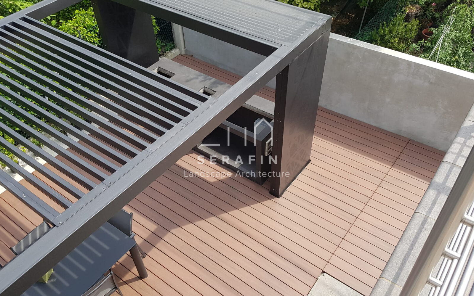 project image of a private garden with outdoor living in the province of Venice
