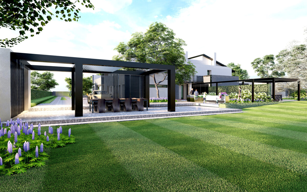 luxury garden project with bioclimatic pergola in Treviso
