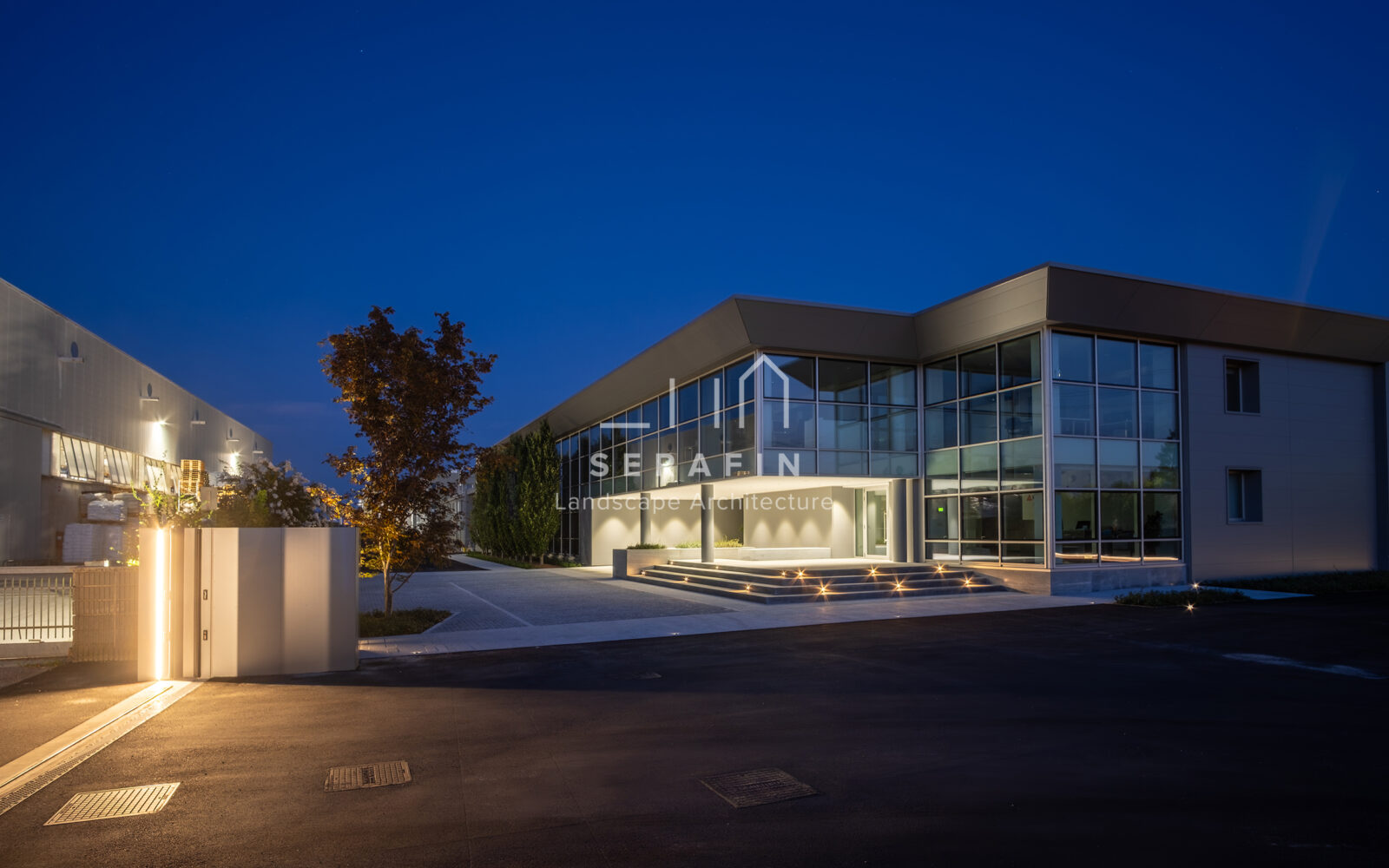 immagine del progetto di un giardino aziendale con parcheggio a San Polo di Piave