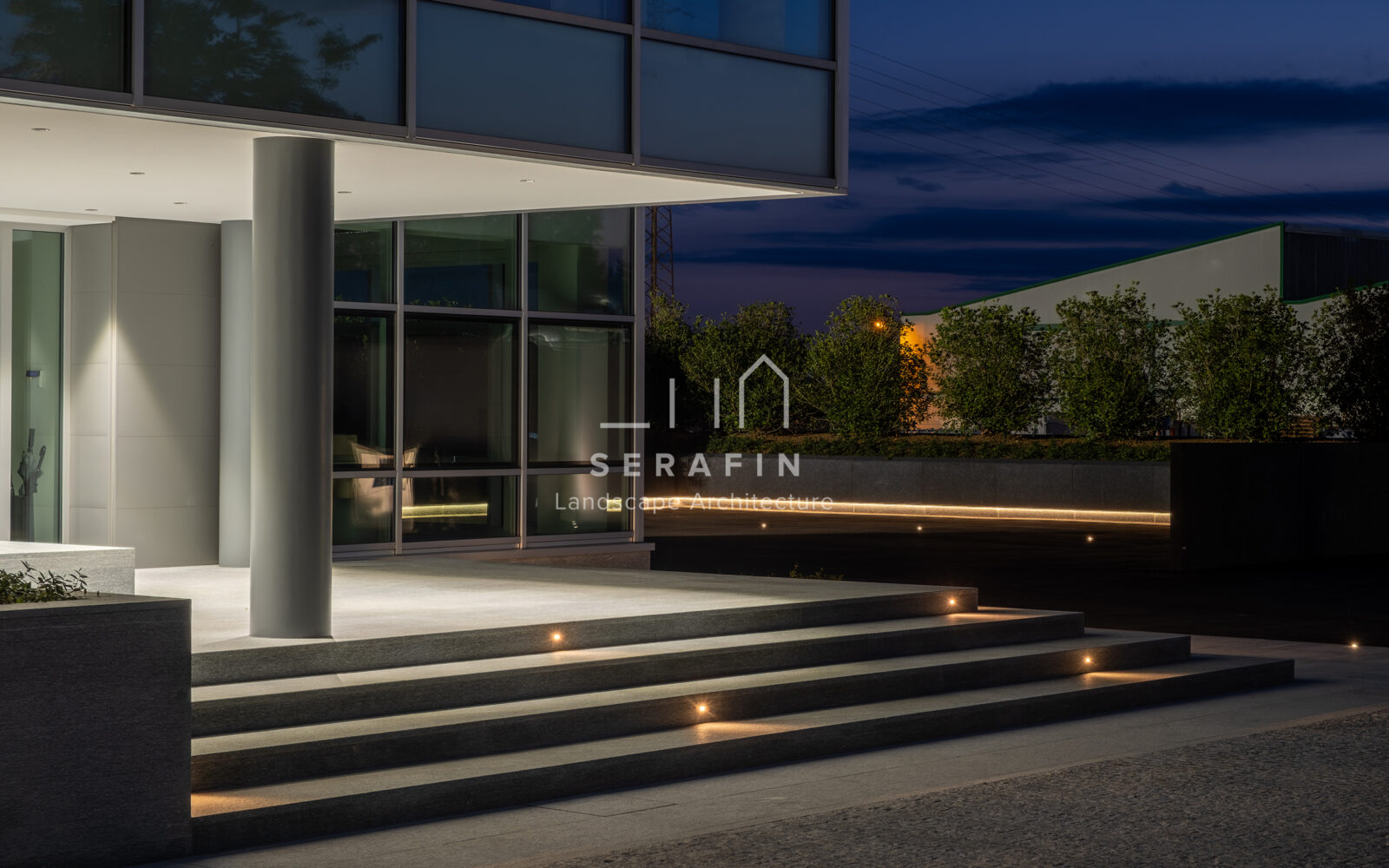 immagine del progetto di un giardino aziendale con parcheggio a San Polo di Piave