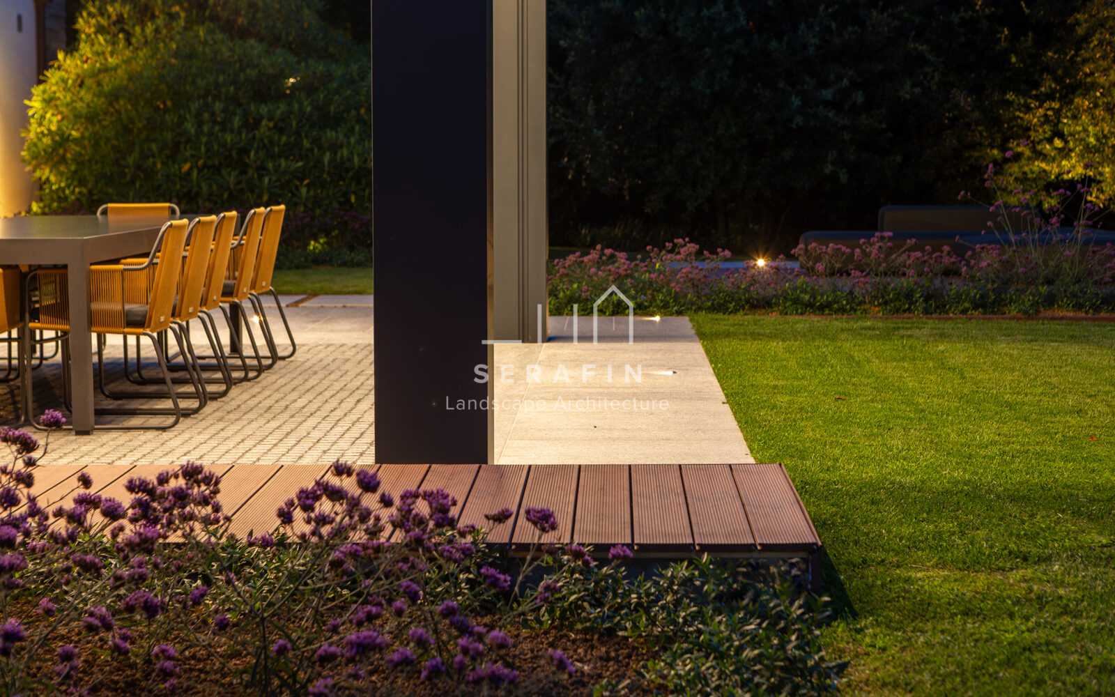 immagine del progetto di un giardino privato di lusso con pergotenda bioclimatica a Treviso