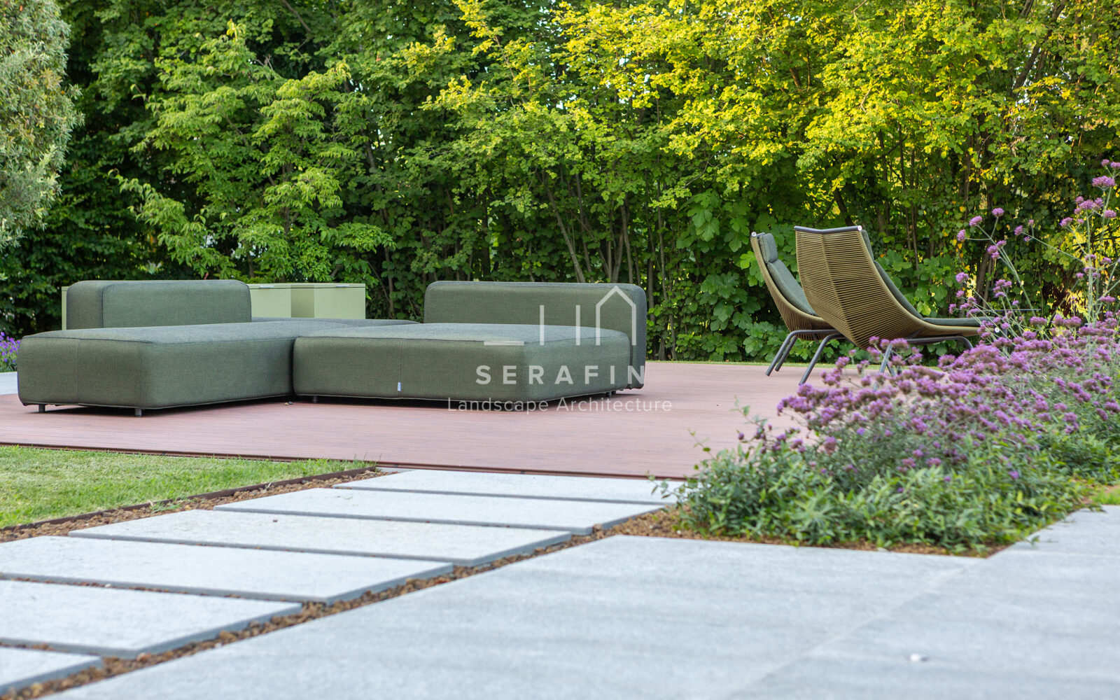 immagine del progetto di un giardino privato di lusso con pergotenda bioclimatica a Treviso
