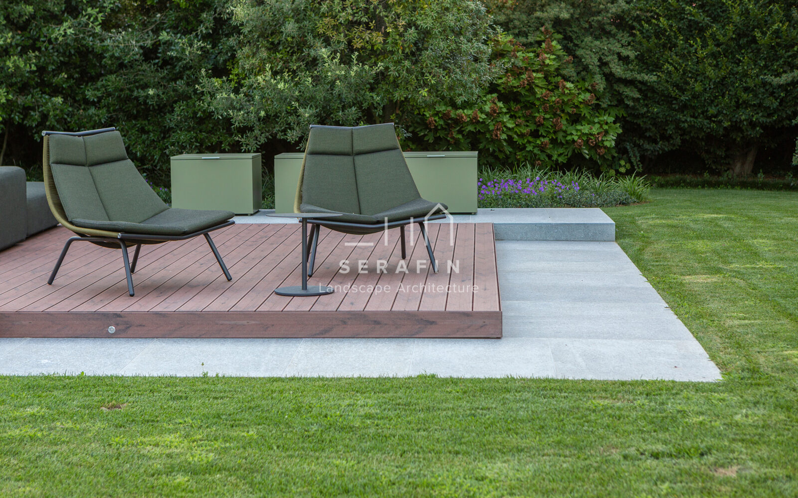 immagine del progetto di un giardino privato di lusso con pergotenda bioclimatica a Treviso