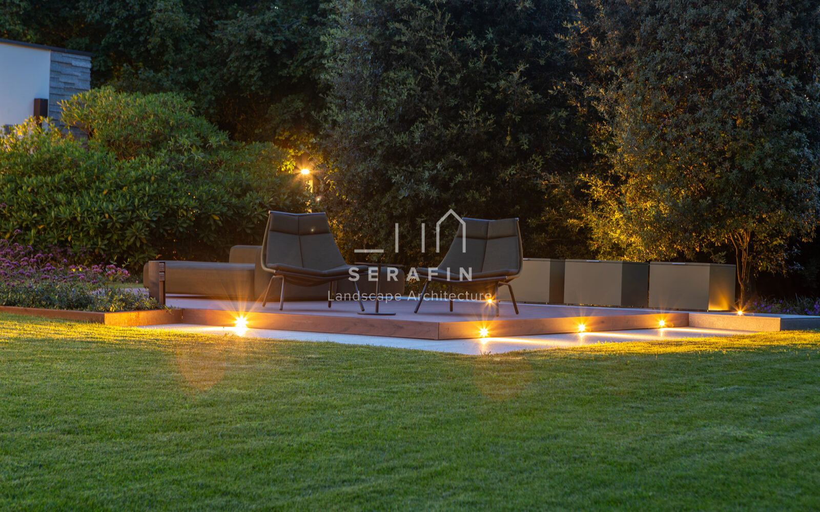 immagine del progetto di un giardino privato di lusso con pergotenda bioclimatica a Treviso